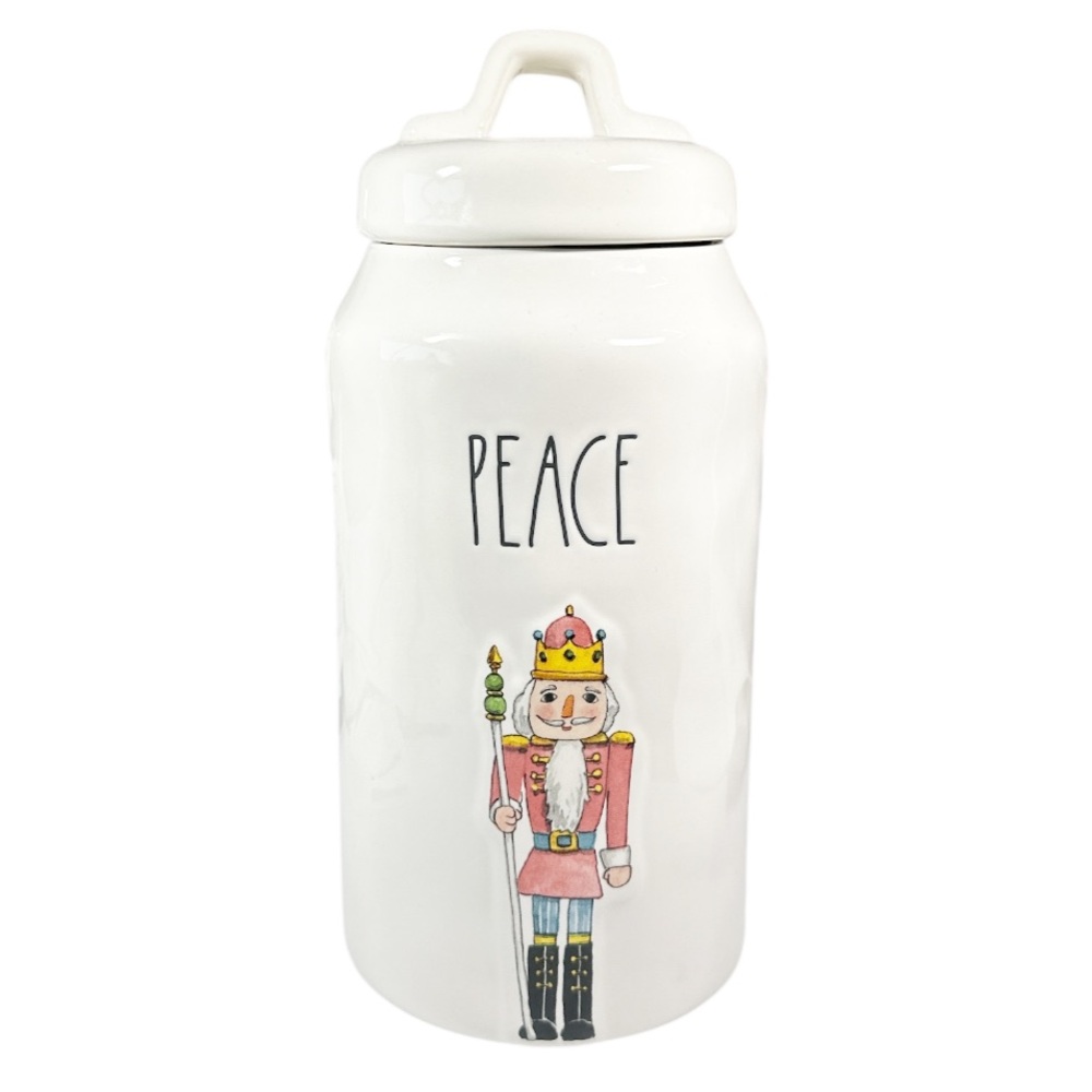 NEW Rae Dunn PEACE Nutcracker Christmas Canister